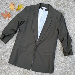 H&M Dark Green Gathered sleeves Women's Blazer size M